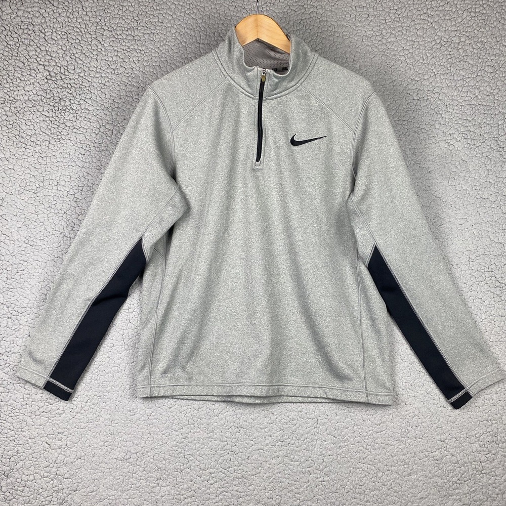Nike Mens Therma-Fit Gray Black Zip Up Neck Sweatshirt Six M 645383 064 Pullover